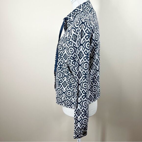 Cali 1850 Linen Blend Lightweight Full Zipper Jacket Artsy Print Medium - Picture 6 of 11